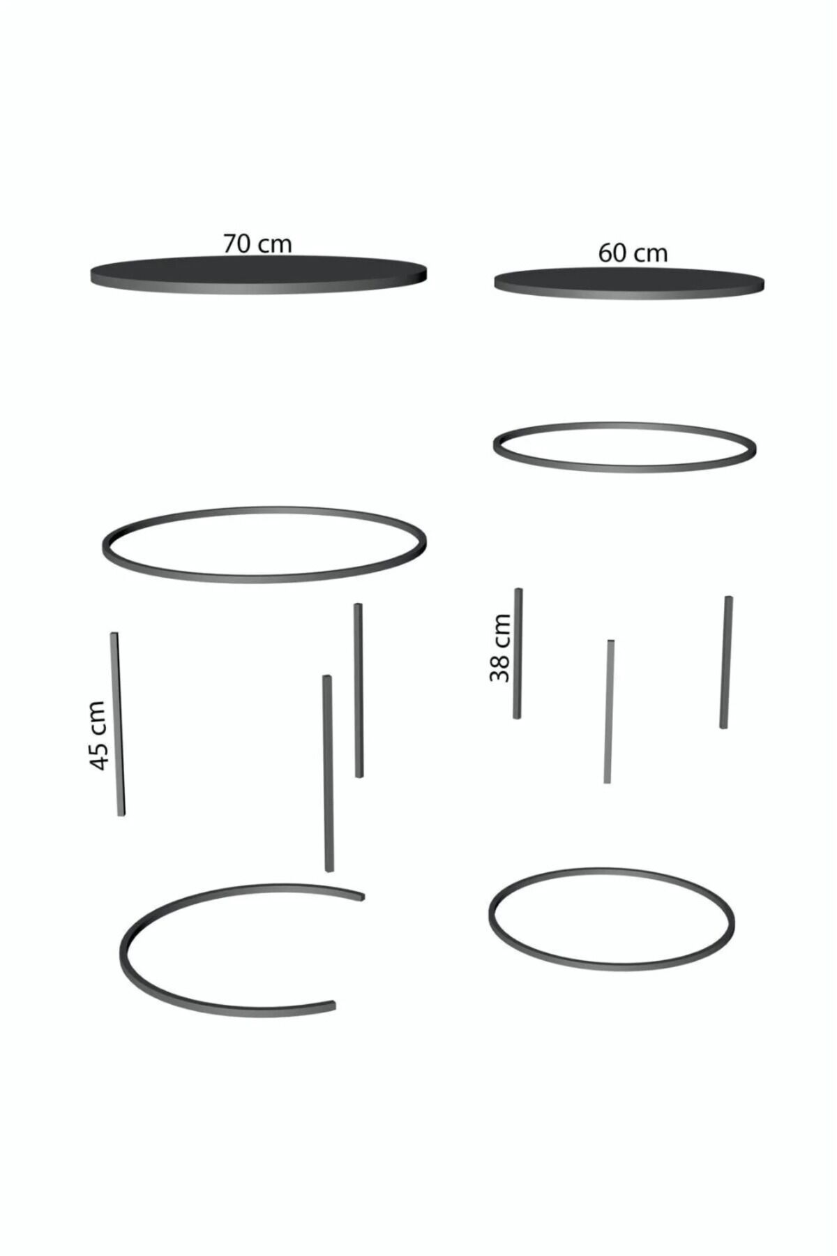 MD C Nesting Coffee Table Set White 5-piece
