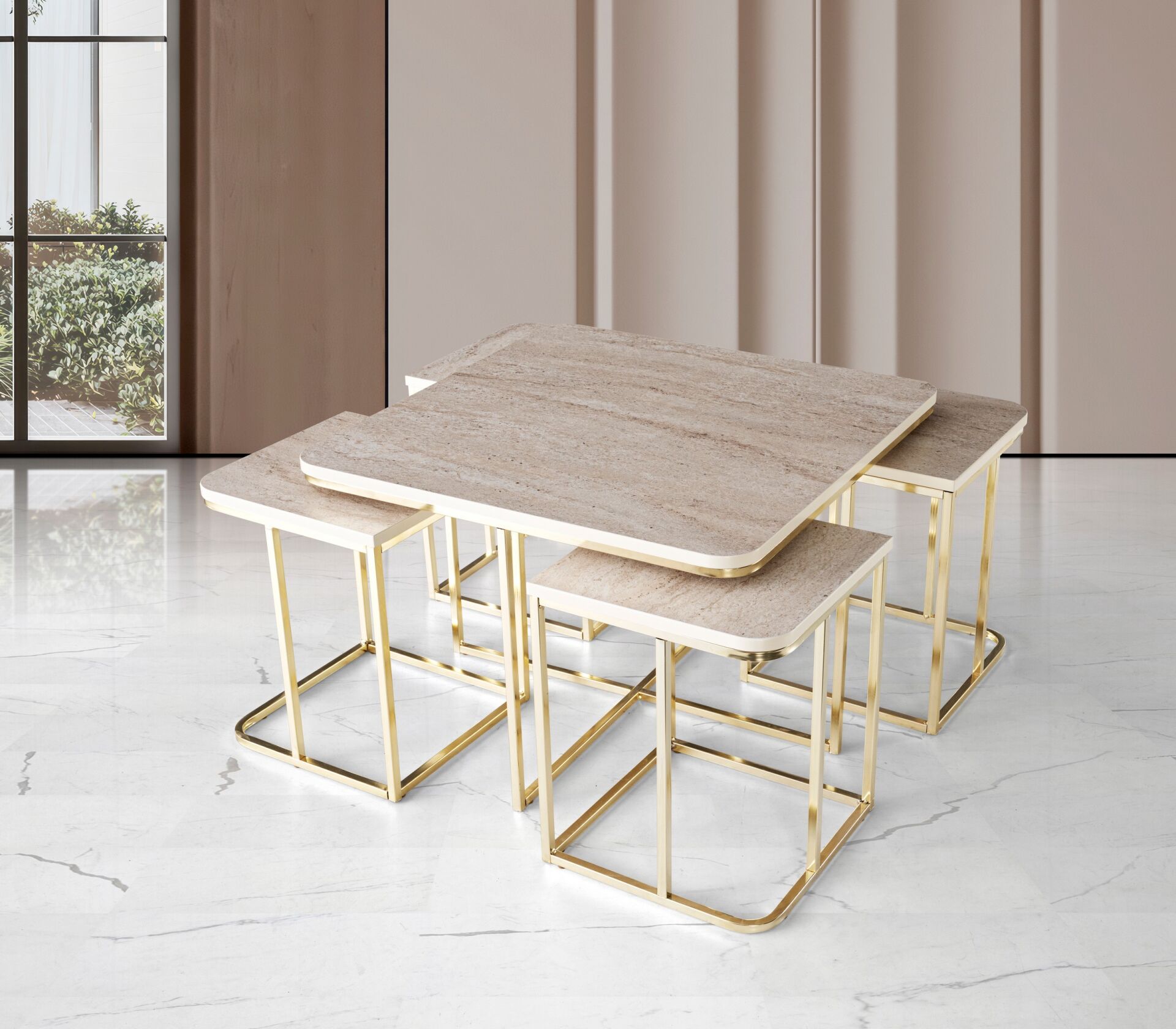 4+1 Yaşam Sehpa Traverten TN0675