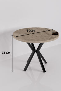 MD Yuvarlak Masa Traverten Ekru 90 cm