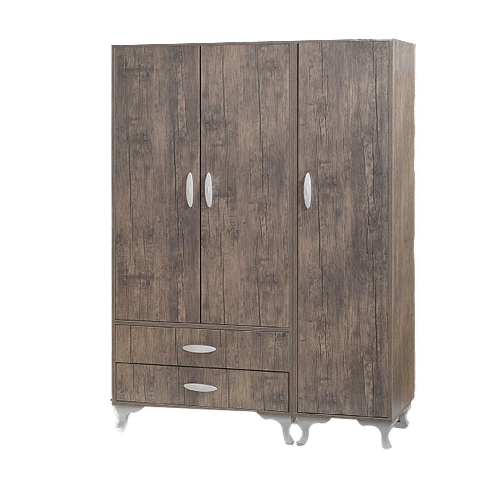 MD S227 Bay-Fronted 3-Door Cabinet (Antique Light)