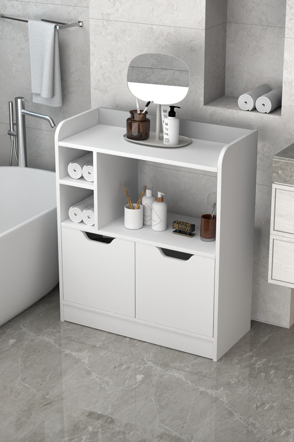İlkal Çok Amaçlı Banyo Dolabı Beyaz 86 cm