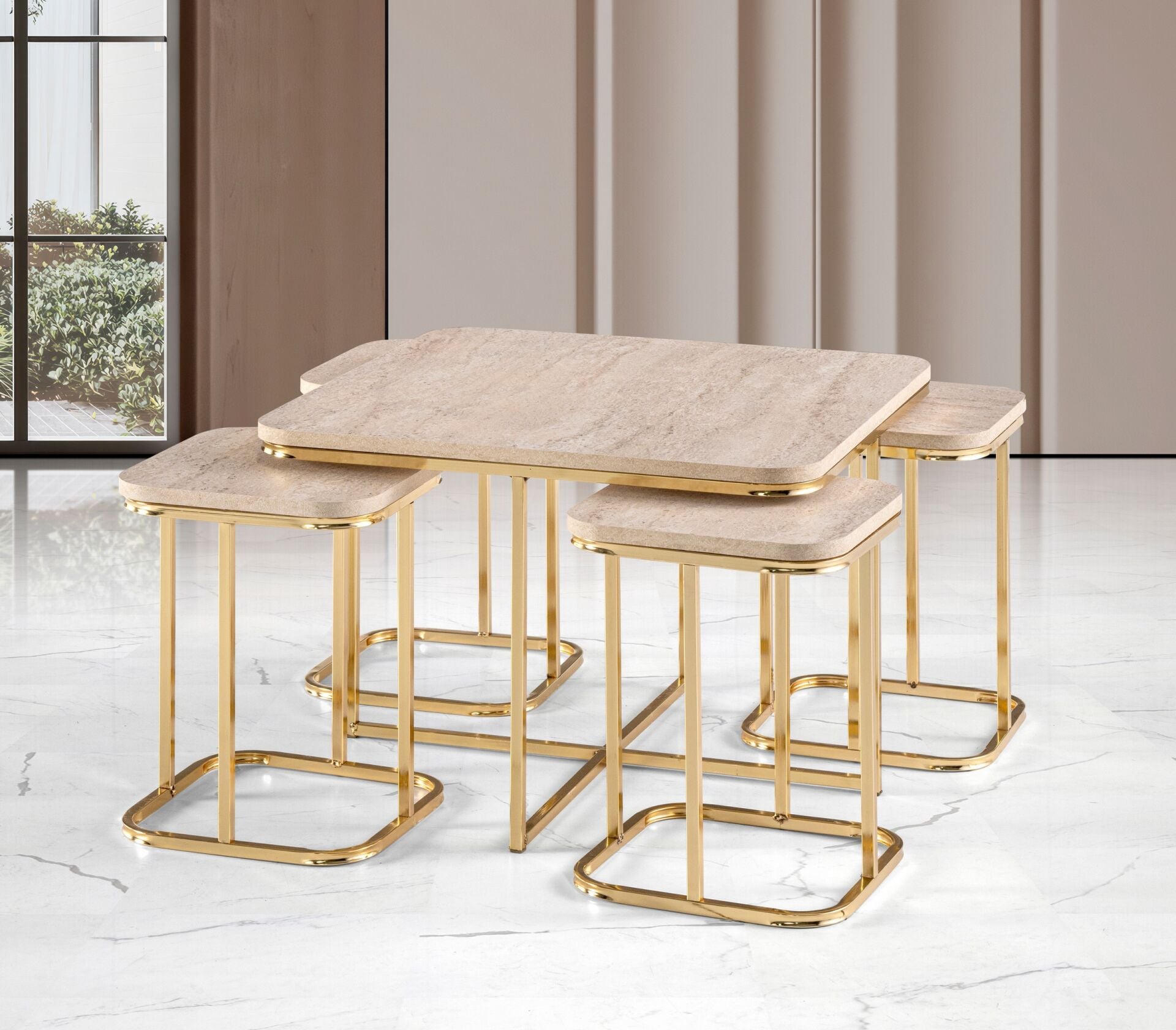 4+1 Eko Yaşam Sehpa Traverten TN0681