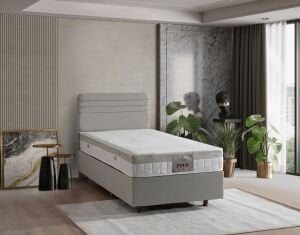 Polo Gri 100x200 Tek Kişilik Baza, Başlık Seti MBL1425