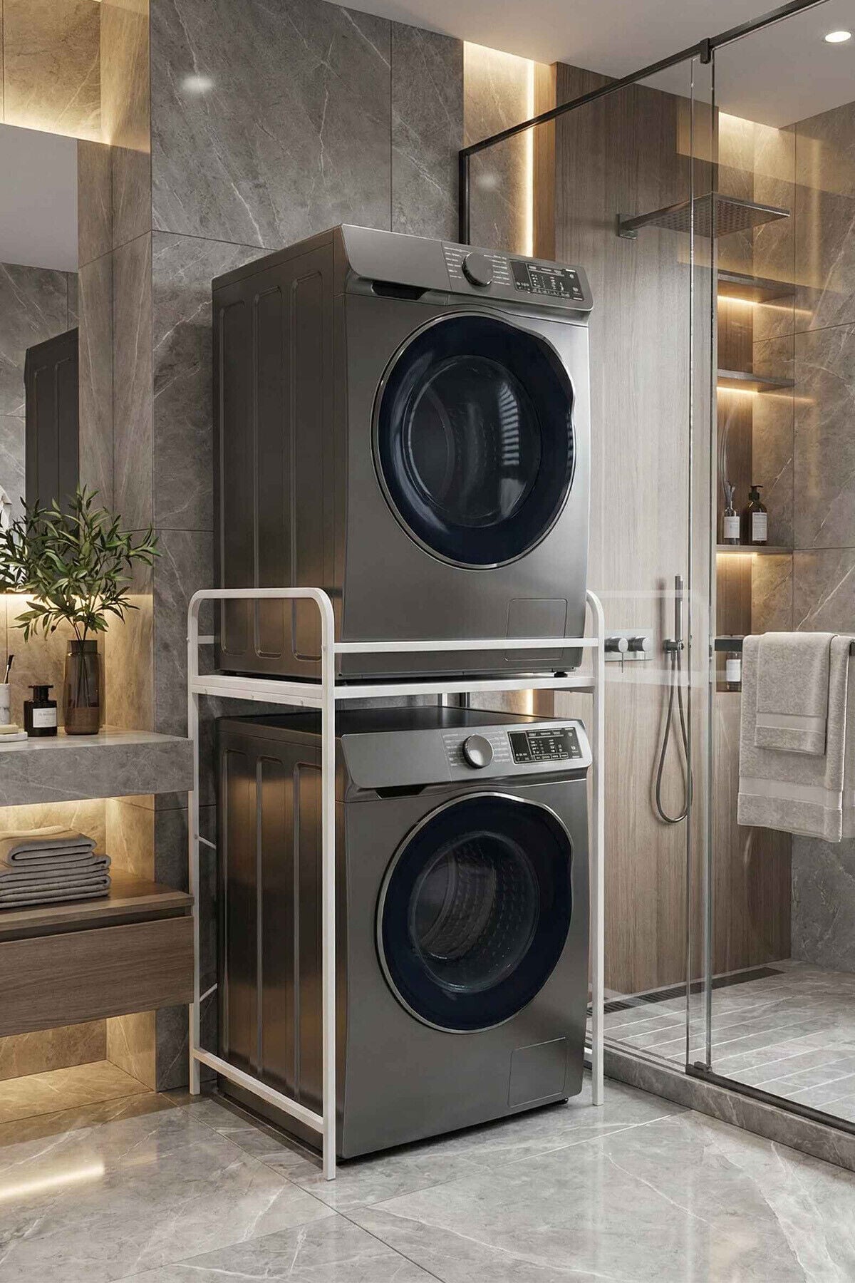 MD Çamaşır Makinesi Rafı Metal Beyaz 66 cm