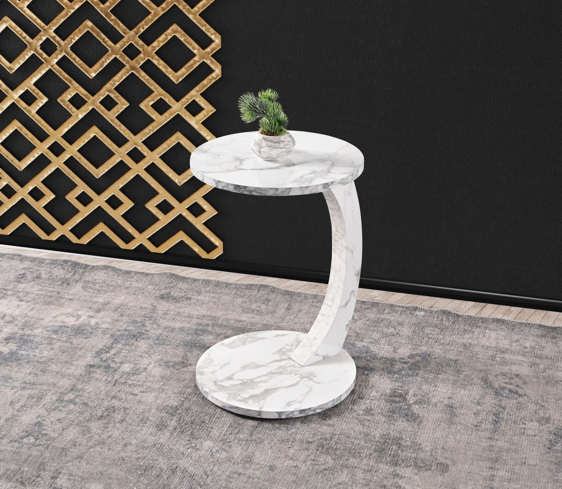 Tembellik Sehpa Beyaz Mermer