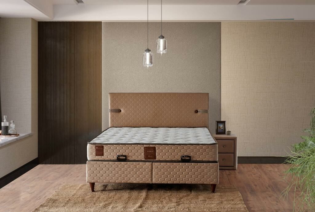 Perla 140x190 Double Mattress, Divan Base and Headboard Set PV203