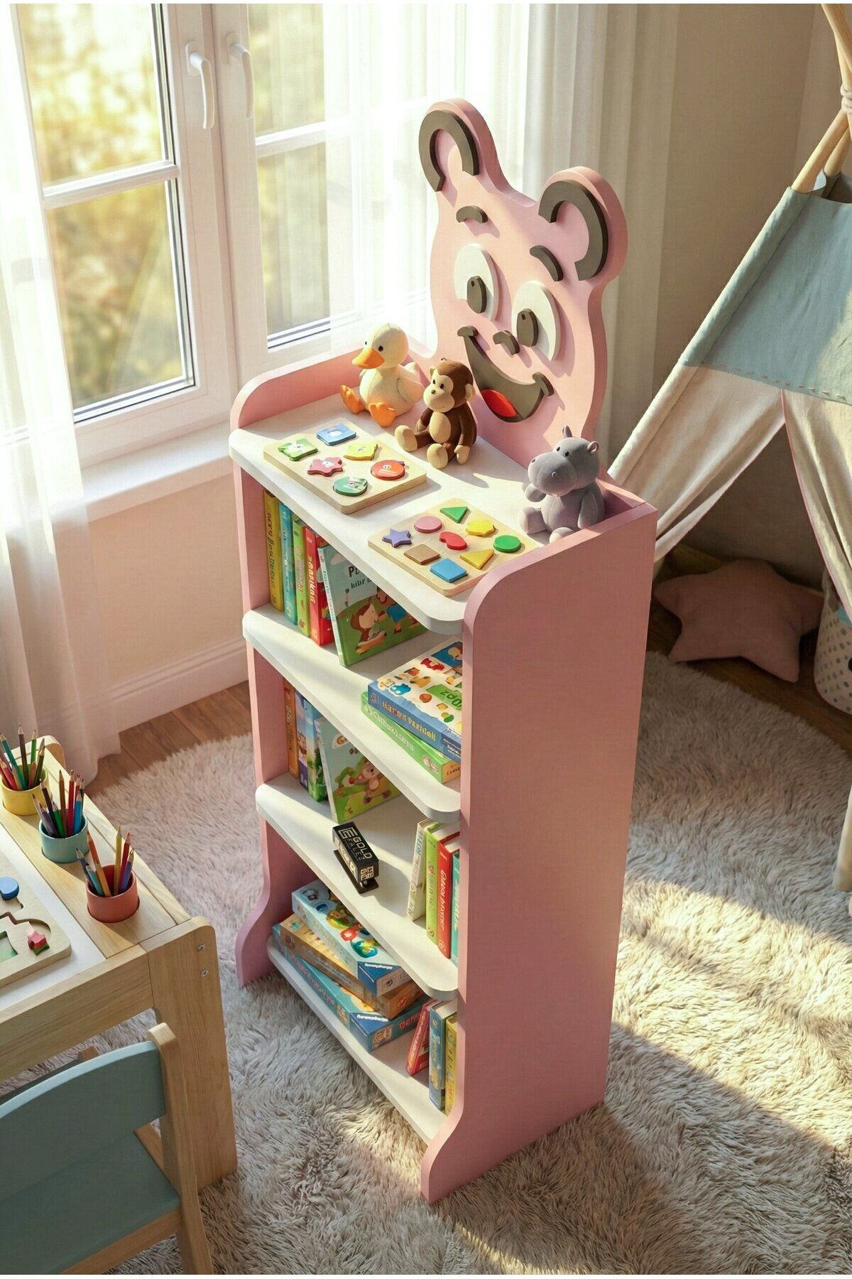 MD Happy Face Children's Bookcase, Pink