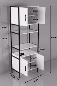 MD Fırın Dolabı Metal Ayaklı Beyaz 64 cm