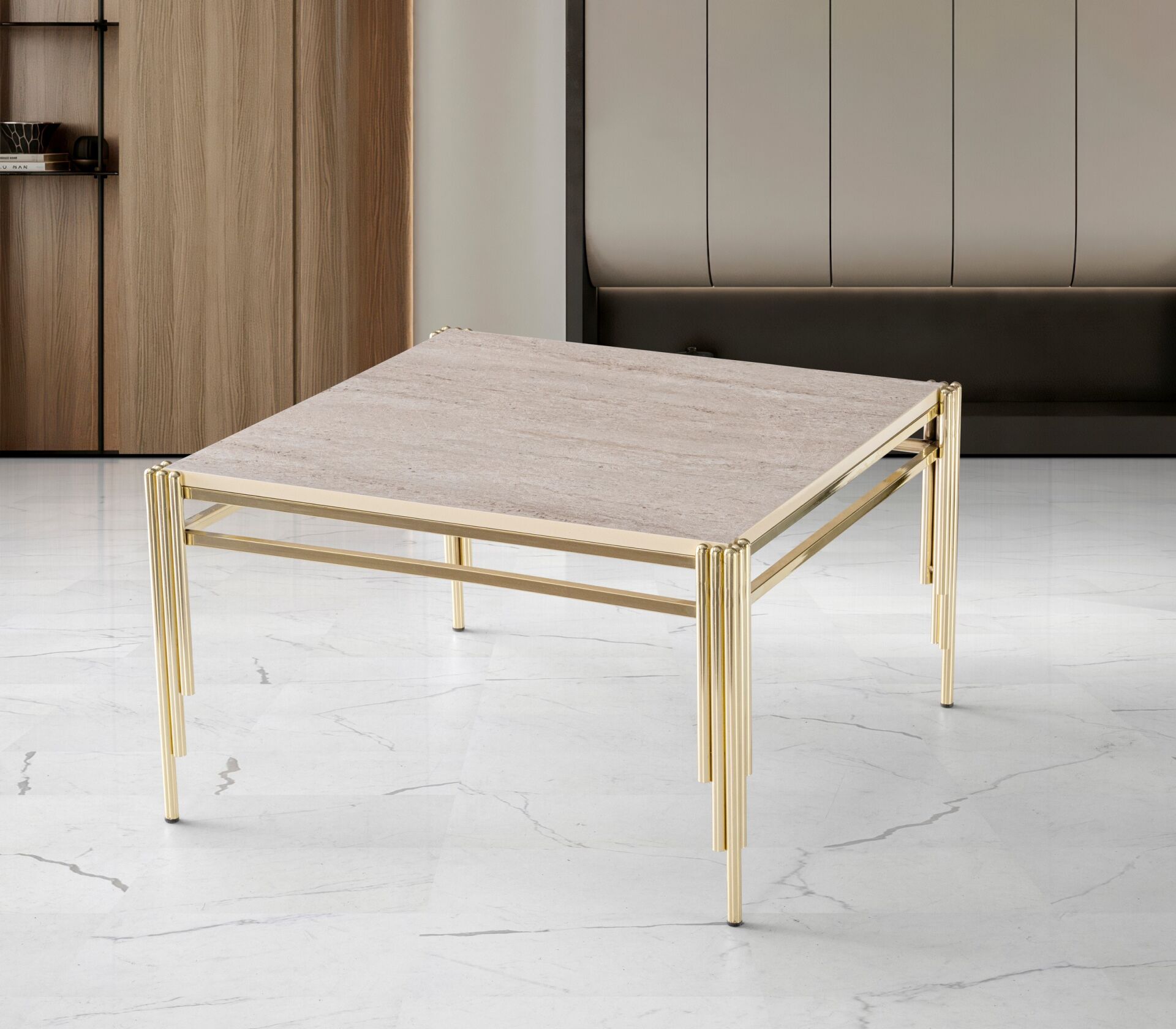 Piyano Kare Orta Sehpa Traverten TN0698