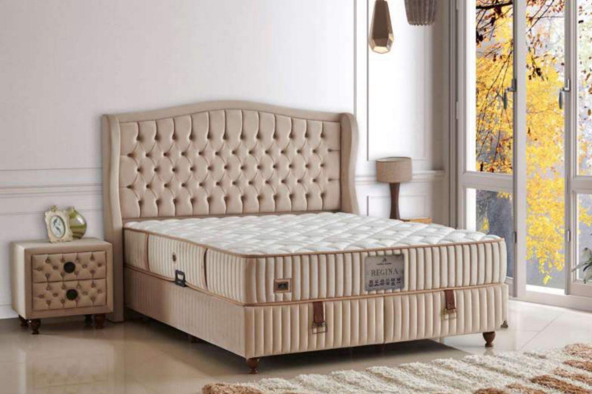 Regina 160x200 Çift Kişilik Yatak, Baza, Başlık Seti CP1036