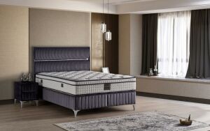 Silver 160x200 Çift Kişilik Yatak, Baza, Başlık Seti MYB1303