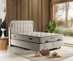 Bella 150x200 Yatak, Baza, Başlık Seti Krem TN0713