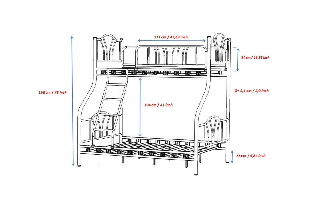 Imaj Bunk Bed 90x200 + 140x200 ARM058 Black