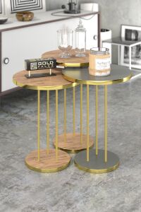 MD Gold Terra Sehpa Seti Antrasit Ceviz