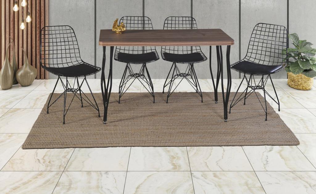 Wire Walnut Kitchen Table and Chair Set ECN5650