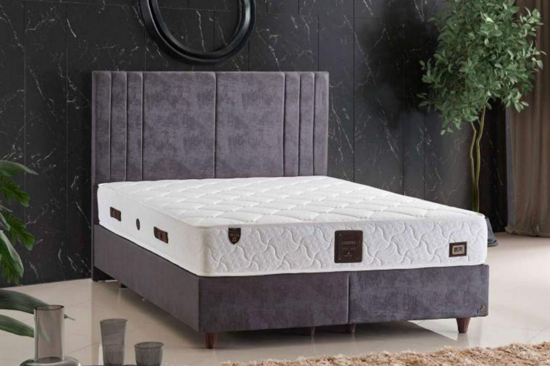 Latextra 200x200 Çift Kişilik Yatak, Baza, Başlık Seti CP1038