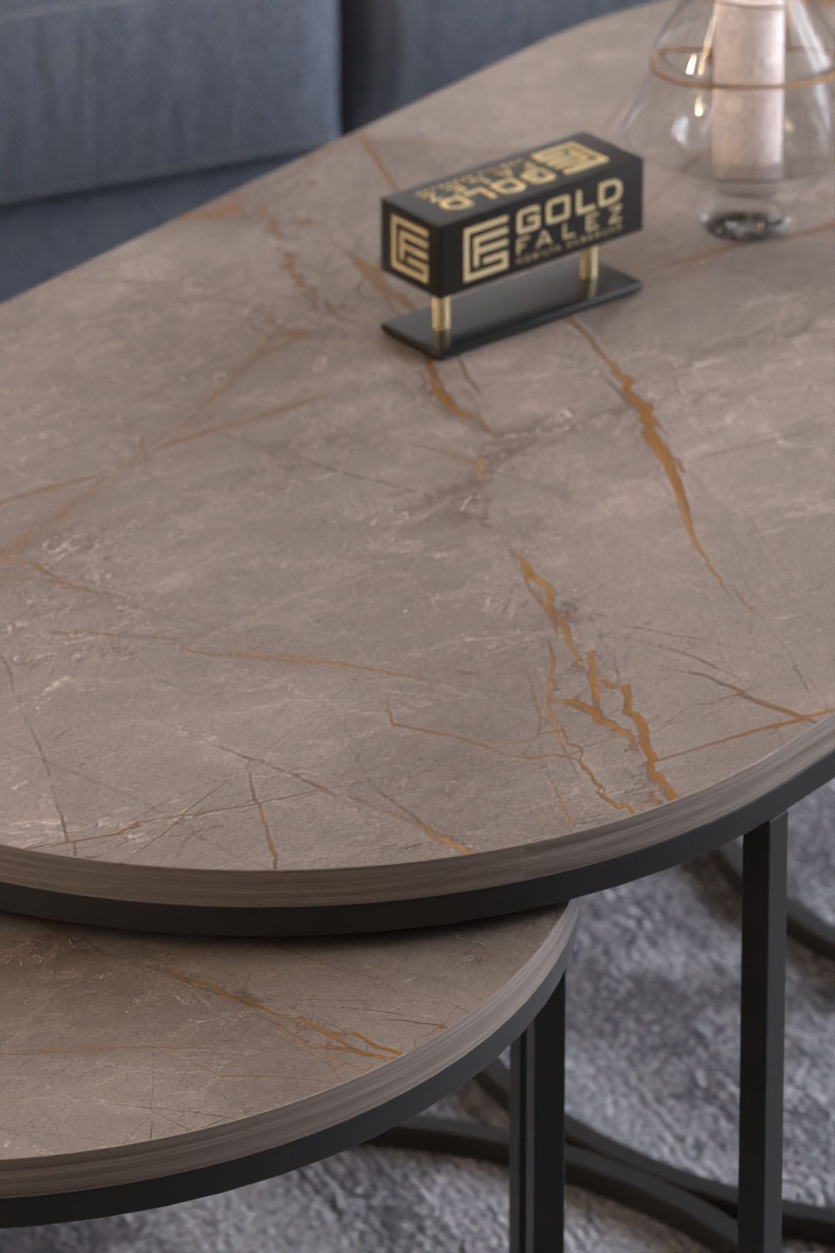 MD Dolunay Table Set Gordion Grey 3-Piece
