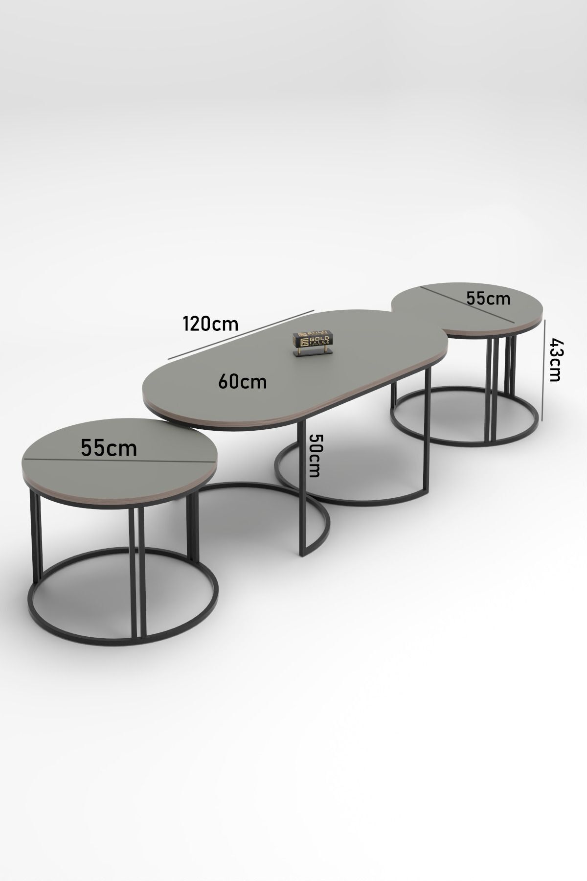 MD Dolunay Table Set Gordion Grey 3-Piece