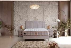 Lucca Sandıksız 90x190 Tek Kişilik Yatak, Baza, Başlık Seti CP1039
