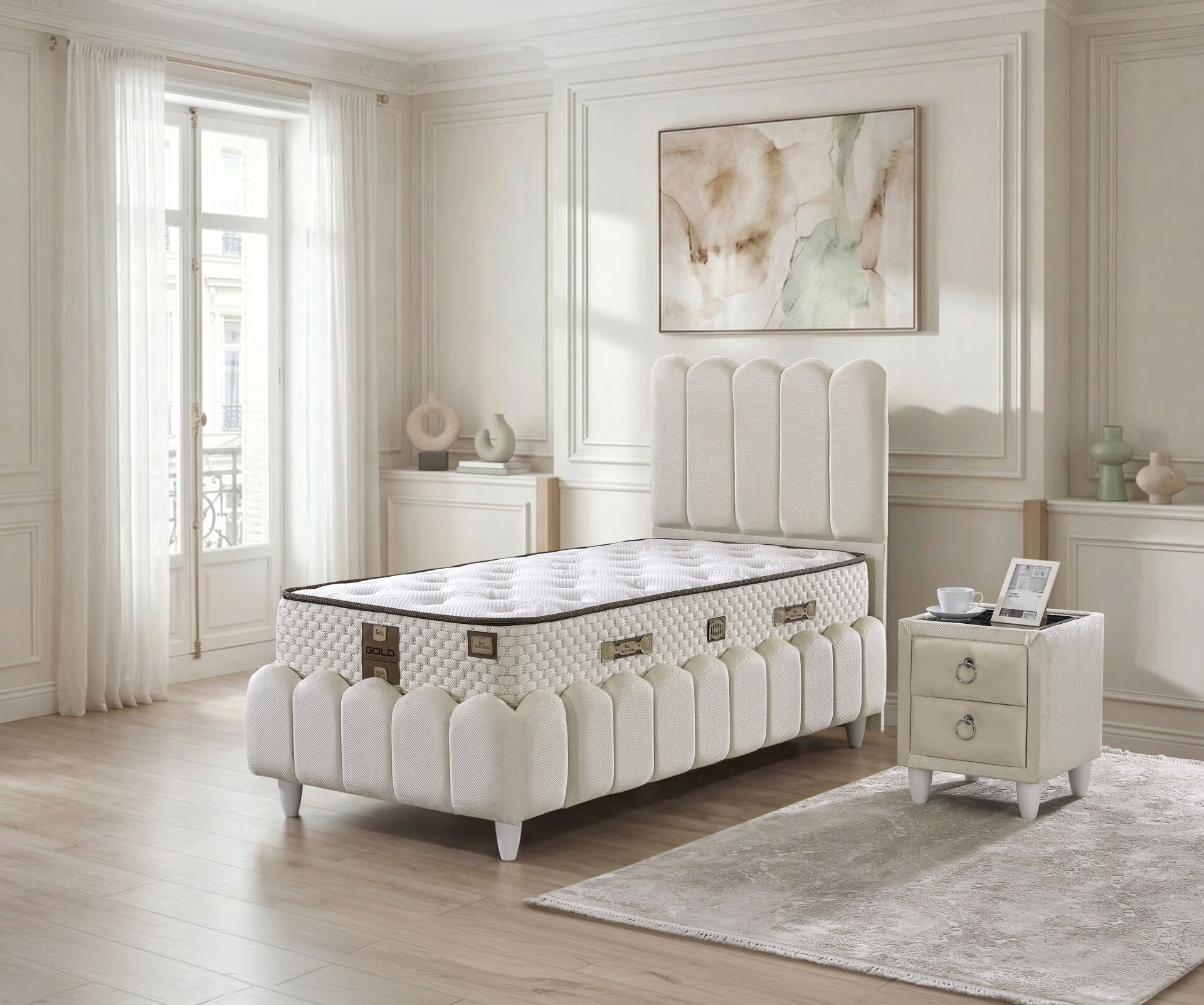 Norin 120x200 Tek Kişilik Yatak, Baza, Başlık Seti EY3006