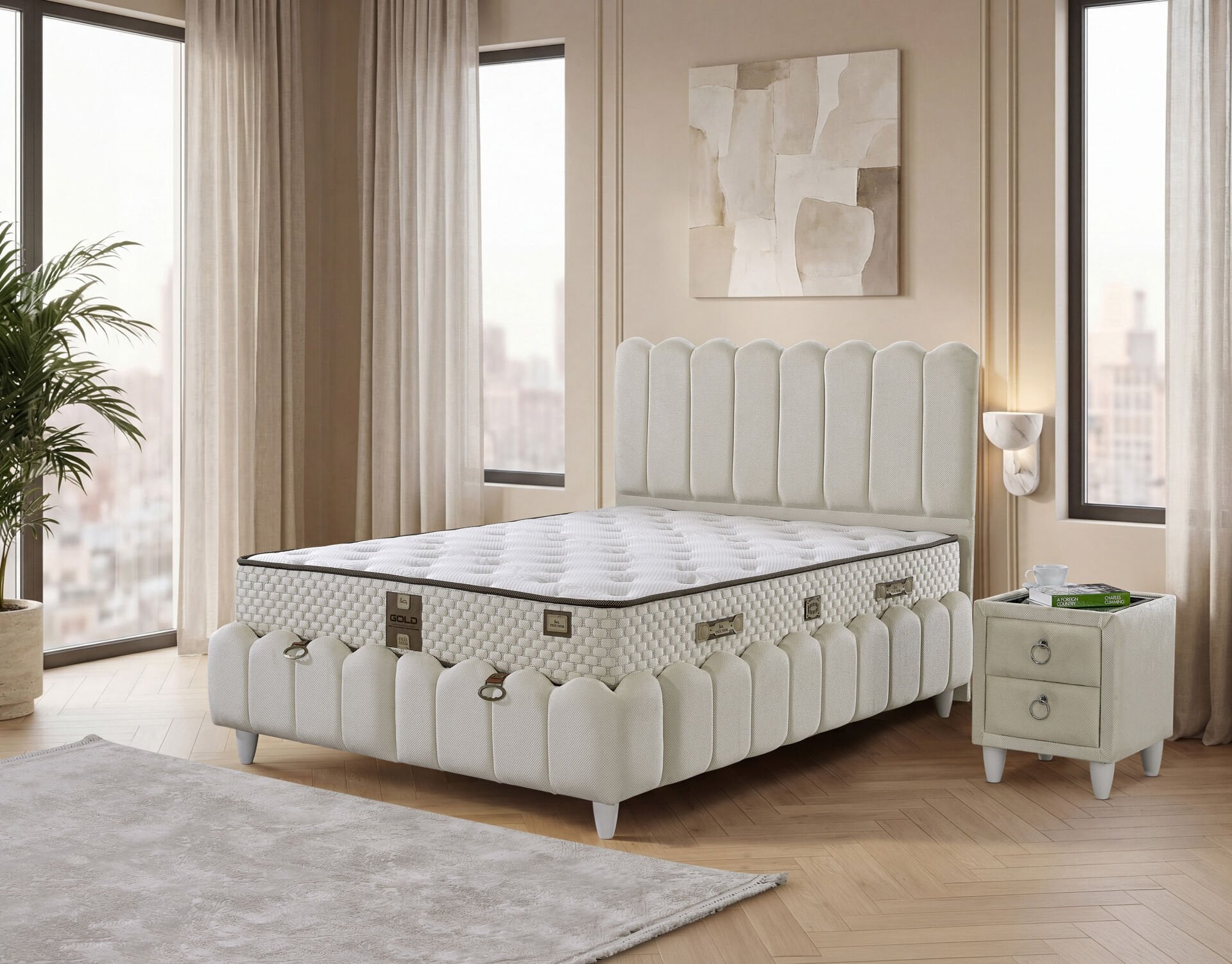 Norin 160x200 Çift Kişilik Yatak, Baza, Başlık Seti EY3006