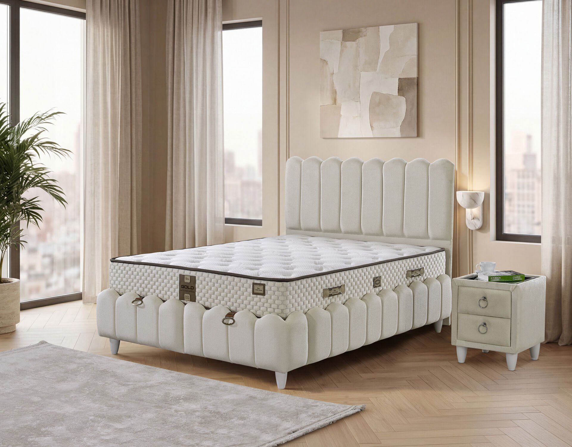 Norin 180x200 Çift Kişilik Yatak, Baza, Başlık Seti EY3006