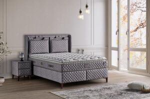 Truva 150x200 Çift Kişilik Yatak, Baza, Başlık Seti MYB1306