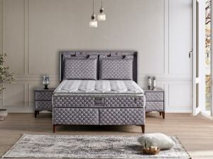 Truva 160x200 Çift Kişilik Yatak, Baza, Başlık Seti MYB1306