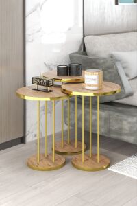 MD Gold Terra Sehpa Seti Ceviz 4'lü