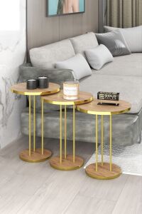 MD Gold Terra Sehpa Seti Ceviz 4'lü