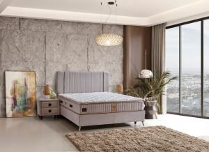 Lucca Sandıklı 150x200 Çift Kişilik Yatak, Baza, Başlık Seti CP1040