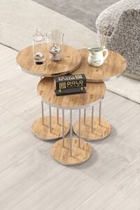 MD Gümüş Terra Sehpa Seti Ceviz 4'lü