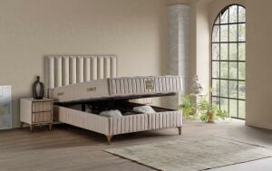 Lidya 150x200 Çift Kişilik Yatak, Baza, Başlık Seti MYB1307A