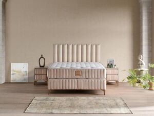 Lidya 160x200 Çift Kişilik Yatak, Baza, Başlık Seti MYB1307A