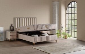 Lidya 160x200 Çift Kişilik Yatak, Baza, Başlık Seti MYB1307A