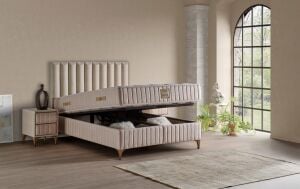 Lidya 160x200 Çift Kişilik Yatak, Baza, Başlık Seti MYB1307A
