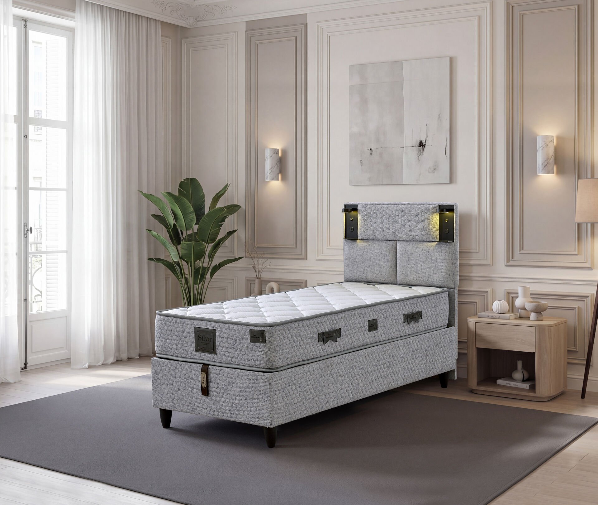 Parma 120x200 Tek Kişilik Yatak, Baza, Başlık Seti EY3008