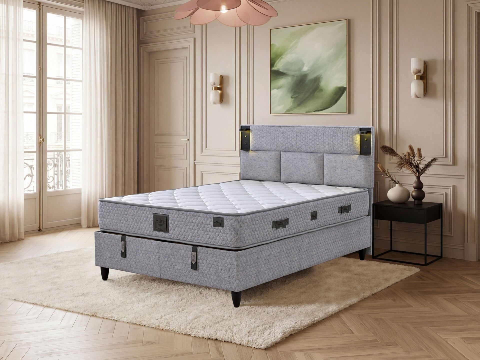 Parma 150x200 Çift Kişilik Yatak, Baza, Başlık Seti EY3008
