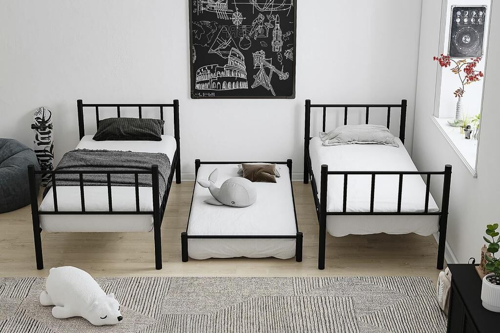 Zambak Bunk Bed with Trundle 90x200 ARM038 Black