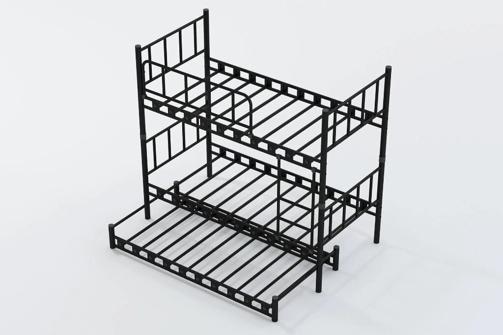 Zambak Bunk Bed with Trundle 90x200 ARM038 Black