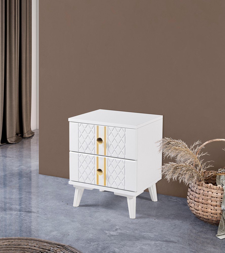 Hitit White Bedside Table ECN5760