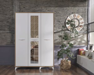 MD Havin 3 Kapılı Ceviz-Beyaz Dolap AT1054