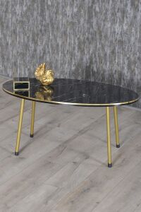 MD Gold Metal Düz Ayak 4'lü Sehpa Siyah