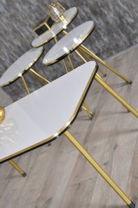MD Gold Metal Düz Ayak 4'lü Sehpa Beyaz