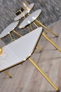 MD Gold Metal Düz Ayak 4'lü Sehpa Beyaz