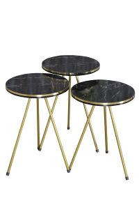 MD Gold Metal Düz Ayak 4'lü Sehpa Siyah