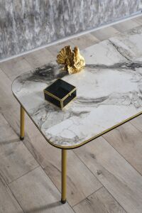 MD Gold Metal Düz Ayak 4'lü Sehpa Beyaz