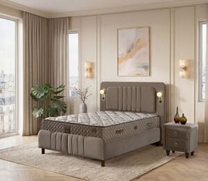 Zer 160x200 Çift Kişilik Yatak, Baza, Başlık Seti EY3003