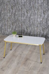 MD Gold Metal Düz Ayak 4'lü Sehpa Beyaz
