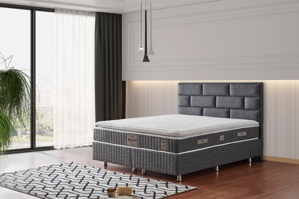 Stone 180x200 Çift Kişilik Baza, Başlık Seti MBL1411